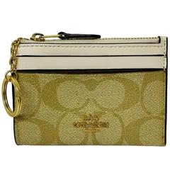 COACH コーチ キーリング付きコインケース シグネチャー 88208 ライトブラウン PVCレザー パスケース ユニセックス 【中古】 42511R8