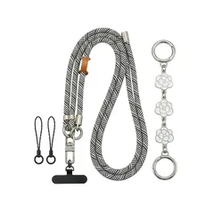 【新品】 [Azixcos] 調節可能パラコード スマホストラップ（かわいいメタルチャーム付き）｜DIY 斜め掛け/首掛け iPhone 防盗ストラップ｜レディース バッグ（ボッグバッグ・トートバッグ・ハンドバッグ・クリアバッグ・ビーチバッグ） 対応 (ゼブラ