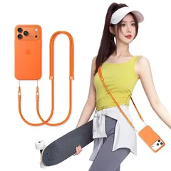 【新品】 [saxsion] スマホショルダー 斜めがけ/首掛け/肩掛け 細め スマホストラップ (ストラップ ホルダー 付) スマホ ショルダー ストラップ 携帯ストラップ 携帯ショルダー [ スマートフォン 各種 対応 ] (エマオレンジ) 1