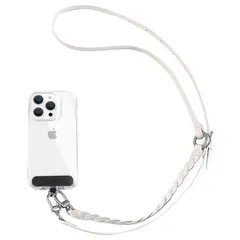 【新品】 WIZU スマホショルダー ハンドストラップ 2Way スマホストラップ レザー 編み込み ショルダーストラップ 首掛けストラップ 長さ調整可能 ネックストラップ 肩掛け 斜め掛け ストラップ ストラップホルダー 落下防止 アイボリー 0