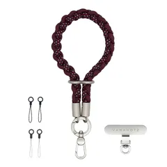 【新品】 [VANAHOTZ] スマホ ストラップ 手首 携帯ストラップ ハンドストラップ 可愛い 長さ調節可能 極薄0.2mmストラップホルダー 1枚 リングコード4本付き 落下防止 軽量 iPhone17 Android対応(ワインレッド) 1