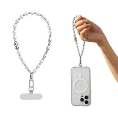 【新品】 [PFIRHAS] スマホストラップ 手首 ハンドストラップ 携帯ストラップ ホルダー付き 可愛い 傷防止加工・360°回転式・浮きにくい設計・充電影響なし おしゃれ パールとステンレス製 耐久性高い 落下防止 盗難防止 薄型 iphone/an 1