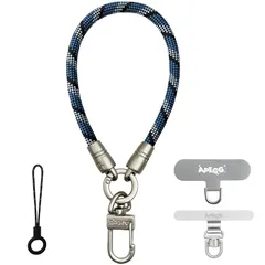 【新品】 [APEGG] ハンドストラップ 携帯ストラップ 手首 取り外し スマホストラップ 丸紐6.5mm カメラストラップ 落下防止 紛失防止 リングストラップX1 ストラップホルダー X2 付属 全機種対応(Aurora Blue) 1