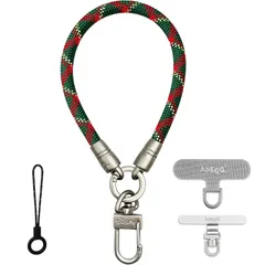 【新品】 [APEGG] ハンドストラップ 携帯ストラップ スマホストラップ 手首 取り外し 丸紐6.5mm カメラストラップ 落下防止 紛失防止 全機種対応 ストラップホルダーX2付属 可愛い おしゃれ トレンド クリスマスギフト(Chrisgreen) 1