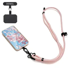 【新品】 [DEWEL] スマホストラップ 携帯ストラップ スマホショルダー 首掛け 斜めがけ 肩掛け ネックストラップ 長さ調整可能 全機種対応 1本+タグパッチ2枚入り 落下防止 紛失防止 軽量 耐久性 (ピンク)