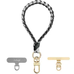 【新品】 [APEGG] スマホストラップ ハンドストラップ 手首 携帯ストラップ 編み込み リストストラップ ストラップホルダー2枚付き 軽量 おしゃれ 落下防止 全機種対応 Shadow Grey 1