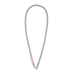 【新品】 [fiangter] スマホショルダー スマホストラップ ショルダーストラップ パラコード 手編み 花モチーフ（イミテーションパール花芯） レディース バッグストラップ ギフトに最適 (ブルーピンク) 1