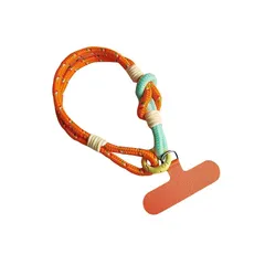 【新品】 [ＹＵＮＨＥＮ] スマホロープ スマホストラップ ハンドストラップ 携帯ストラップ 二重編み紐 落下防止 頑丈 太い 手首掛けストラップ ファンチャーム 手作り タグパッチ付き 全機種対応 (Free Sizeオレンジ) 0