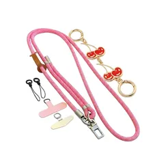 【新品】 [Azixcos] 調節可能パラコード スマホストラップ（かわいいメタルチャーム付き）｜DIY 斜め掛け/首掛け iPhone 防盗ストラップ｜レディース バッグ（ボッグバッグ・トートバッグ・ハンドバッグ・クリアバッグ・ビーチバッグ） 対応 (ピ 1