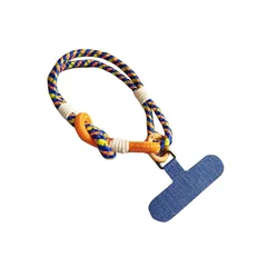 【新品】 [ＹＵＮＨＥＮ] スマホロープ スマホストラップ ハンドストラップ 携帯ストラップ 二重編み紐 落下防止 頑丈 太い 手首掛けストラップ ファンチャーム 手作り タグパッチ付き 全機種対応 (Free Sizeブルー) 0