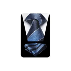 【新品】 [HISDERN] ブランド品 ネクタイ メンズ ストライプ ネクタイ ネイビー チーフ セット プレゼント フォーマル 就活 入学式 卒業式 HC-02 1