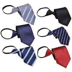 【新品】 [Ｊｕｎｅｒｏｓｅ] ワンタッチネクタイ ネイビー6本セット 10秒装着 無地 簡単 ネクタイ おしゃれ 礼服 卒業式 就活 紳士 人気 カジュアル 結ばないネクタイ ギフト (02) 0