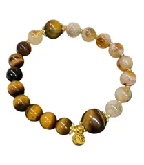 [kanaelun] 天然石 ブレスレット アクセサリー 運 開運 最強 女性 誕生石 厄除け パワーストーン プレゼント 運気 開運グッズ 浄化 風水 強 お守り 縁起 グッズ くじ 魔除け 金運  [タイガーアイ イエロータワークリスタル] [ワンサイズ]