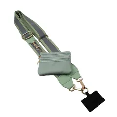 【新品】 [KSOPUERT] スマホストラップ 携帯ショルダ 肩掛け 斜めがけ リストストラップ ストラップホルダー付 各種スマートフォン対応 (反射材-薄緑) 0