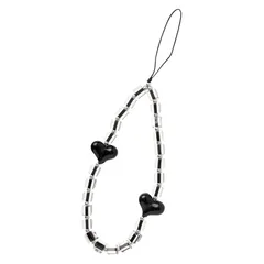 【新品】 [ハミィ] sorureda! ビーズストラップ(ハート/ブラック)【 ハンドストラップ リストストラップ おしゃれ かわいい ビーズ 落下防止 携帯 ストラップ スマホ 】 0