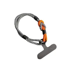 【新品】 [ＹＵＮＨＥＮ] スマホロープ スマホストラップ ハンドストラップ 携帯ストラップ 二重編み紐 落下防止 頑丈 太い 手首掛けストラップ ファンチャーム 手作り タグパッチ付き 全機種対応 (Free Size黒) 0