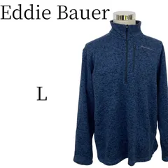 エディーバウアー ハーフジップ フリース プルオーバー メンズ L 紺 青 ニット素材 胸ポケット ジップアップ Eddie Bauer 刺繍ロゴ ワンポイント 古着 アウトドア キャンプ 登山 90s 00s 秋服 冬服 ストリート ファッション
