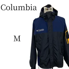 【激レア】90s コロンビア Columbia マウンテンパーカー ナイロンジャケット M ネイビー ブラック イエロー 刺繍ロゴ ヴィンテージ 古着 アウトドア キャンプ ストリート スポーツ メンズ  登山 