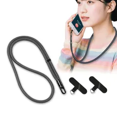 【新品】 [Lamiishop] ネックストラップ スマホストラップ 首掛け TPU+金属製ストラップホルダー2枚入り 携帯 首掛けストラップ 360°回転 携帯くびかけ ストラップ 7mm太さナイロンロープ 丈夫 スマホ落下防止/紛失防止 多用途 ダーク 0