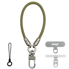 【新品】 [APEGG] ハンドストラップ 携帯ストラップ 手首 取り外し スマホストラップ 丸紐6.5mm カメラストラップ 落下防止 紛失防止 リングストラップX1 ストラップホルダー X2 付属 全機種対応(Martini Olive) 1