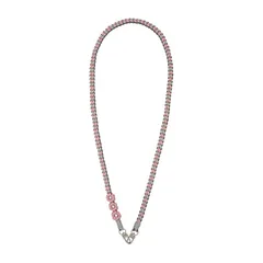 【新品】 [fiangter] スマホショルダー スマホストラップ ショルダーストラップ パラコード 手編み 花モチーフ（イミテーションパール花芯） レディース バッグストラップ ギフトに最適 (グレーピンク) 1