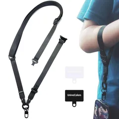 【新品】 UnivoColors ハンド/ショルダー多機能スマホストラップ 首掛け/肩掛け/斜め掛け アウトドア/登山/旅行/サイクリング (スマホホルダーシート 2枚付) スポーツ/アウトドア向けのな金属バックルとフック 長さ調整可能 堅牢な作り ミラー 1