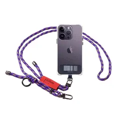 【新品】 [DDBody] 携帯ストラップ 肩掛け スマホストラップ 斜め掛け 首かけ スマホショルダー バーコード パッチ1枚付き ２way 落下防止 6mmループ (紫, 6mm)