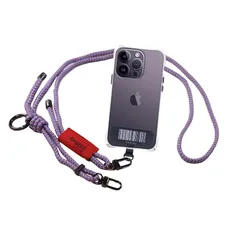 【新品】 [DDBody] 携帯ストラップ 肩掛け スマホストラップ 斜め掛け 首かけ スマホショルダー バーコード パッチ1枚付き ２way 落下防止 6mmループ (紫/青, 6mm)