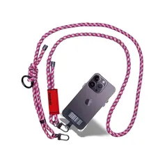 【新品】 [DDBody] 携帯ストラップ 肩掛け スマホストラップ 斜め掛け 首かけ スマホショルダー バーコード パッチ1枚付き ２way 落下防止 6mmループ (ローズピンク, 6mm) 0