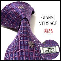 ジャンニヴェルサーチ ネクタイ ブランド 光沢 メデューサ 格子柄