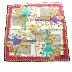 セリーヌ CELINE ハンカチ コットン 総柄 マルチカラー ピンク オフホワイト /SS ■OS ■OH