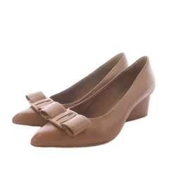 サルヴァトーレフェラガモ Salvatore Ferragamo ヴァラリボン パンプス ポインテッドトゥ ヒール レザー 6 茶 ブラウン 98959 /AN12