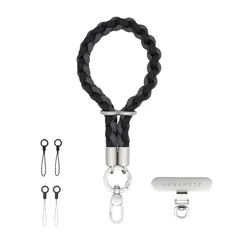 【新品】 [VANAHOTZ] スマホ ストラップ 手首 携帯ストラップ ハンドストラップ 可愛い 長さ調節可能 極薄0.2mmストラップホルダー 1枚 リングコード4本付き 落下防止 軽量 iPhone17 Android対応 (ブラック) 1