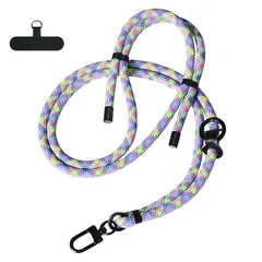 【新品】 [grooblue] スマホショルダー スマホストラップ 8mm高耐久パラコード 無段階長さ調整 斜め掛け 首掛け ストラップホルダー付 iPhone Android 全機種対応 落下防止 ハンズフリー ポップネオン 0