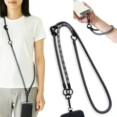 【新品】 [Cocovist] スマホストラップ ショルダー 手首 首掛け 【3WAY・長さ調整可能】 斜め掛け おしゃれ 軽量 丈夫 落下防止 取り外し簡単 スマホショルダー 紐 携帯ストラップ 男女兼用 (ダークグレー/金属ホルダーセット) 0