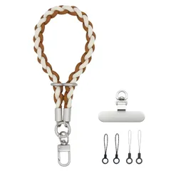 【新品】 [VANAHOTZ] スマホストラップ 手首 ハンドストラップ 携帯ストラップ リストストラップ 可愛い おしゃれ アウトドア 落下防止 軽量 iPhone/Android対応 全機種対応 (ブラウン×ベージュ) 1