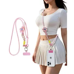 【新品】 [IAWINI] スマホショルダー 斜めがけ首掛け肩掛け 携帯ストラップスマホストラップ 7mm ナイロンロープ長さ調節可能 0