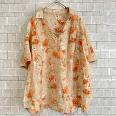 a.v.v standard　アーヴェヴェスタンダード　花柄　半袖シャツ　オレンジ系　フリーサイズ　薄手