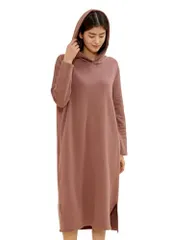 [Konny] コニー 裏起毛パーカー カジュアル授乳服 ポケット・フード付 スリットワンピ 楽ちん授乳ワンピース マタニティ兼用 産前 産後 プレママ ルームウェア おうち着 春秋冬対応☆彡