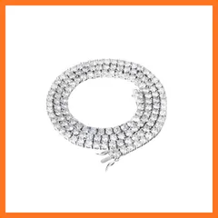 【新品】 [Rockyu] ネックレス メンズ キュービックジルコニア テニスチェーン 3mmから6mm 幅 ステンレススチール ゴールド シルバー ヒップホップ ジュエリー クリスマス プレゼント (6mm-50cm Silver) 0