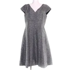 極美品◇Christian Dior クリスチャンディオール 5C21629A1714 裏地シルク100％ フレンチスリーブ ワンピース グレー 46 フランス製 正規品 レディース