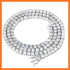 【新品】 [Rockyu] ネックレス メンズ キュービックジルコニア テニスチェーン 3mmから6mm 幅 ステンレススチール ゴールド シルバー ヒップホップ ジュエリー クリスマス プレゼント (3mm-60cm Silver) 0