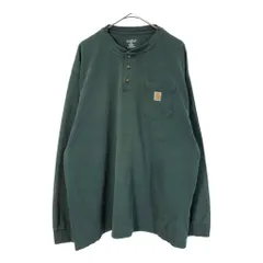 Carhartt カーハート ヘンリーネック フェード 長袖ポケットＴシャツ グリーン(メンズ XL)中古 古着 X4084