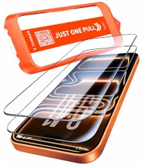 ◆TORRAS フィルム For iPhone 17 Pro Max ガラスフィルム 航空宇宙ガラス 周り浮きゼロ 9H+硬度 米軍MIL規格 全面保護 10倍強化 極細ベゼル対応 ラウンドエッジ 超簡単貼り付け ワンプル(Just One Pull) ガイド