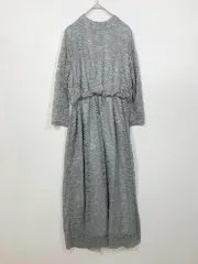 Lace Ladies レースレディース ハイネック 七分袖総レースフォーマルロングドレス ワンピース sizeL/グレー ■■ レディース