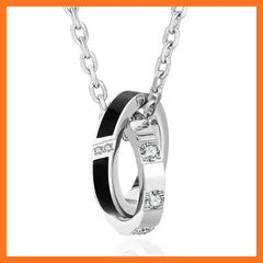 【新品】 KRKC&CO リングネックレス メンズ 誕生日プレゼント 男性 ペンダントトップ チェーンネックレス ダブルリング サージカル ステンレス ペアネックレス 男女兼用 シルバー ブラック 金属アレルギー対応 1