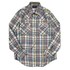 80s Levi's リーバイス ヴィンテージ ウエスタンシャツ チェック柄 長袖シャツ 白 多色 XLサイズ No.EA254