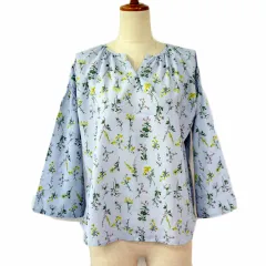 テチチ Te chichi TERRASSE 草花柄ギャザーブラウス F 青 ブルー
