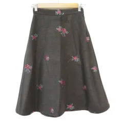 エージーバイアクアガール AG by aquagirl ステッチ刺繍スカート S グレー