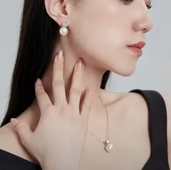 t108 パール ネックレス ピアス セット シルバー レディース 上品 ジルコニア 一粒パール アクセサリー 結婚式 入学式